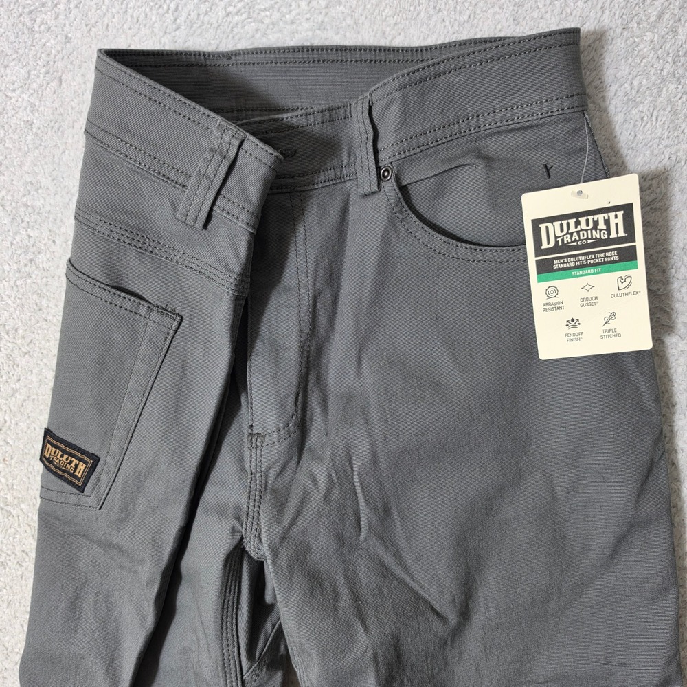 NEW! Duluth Trading Co Pants Mens 34/30 Gray DuluthFlex Fire Hose Stretch